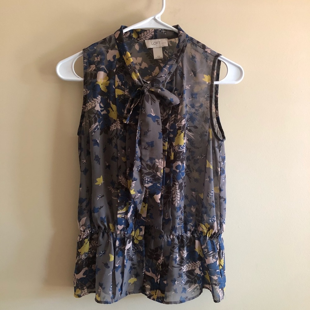 LOFT Sleeveless Blouse w/ Front Tie
